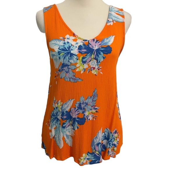 a.n.a Tops - a.n.a. Orange and Blue Venice Floral Sleeveless Tank Top Size XS